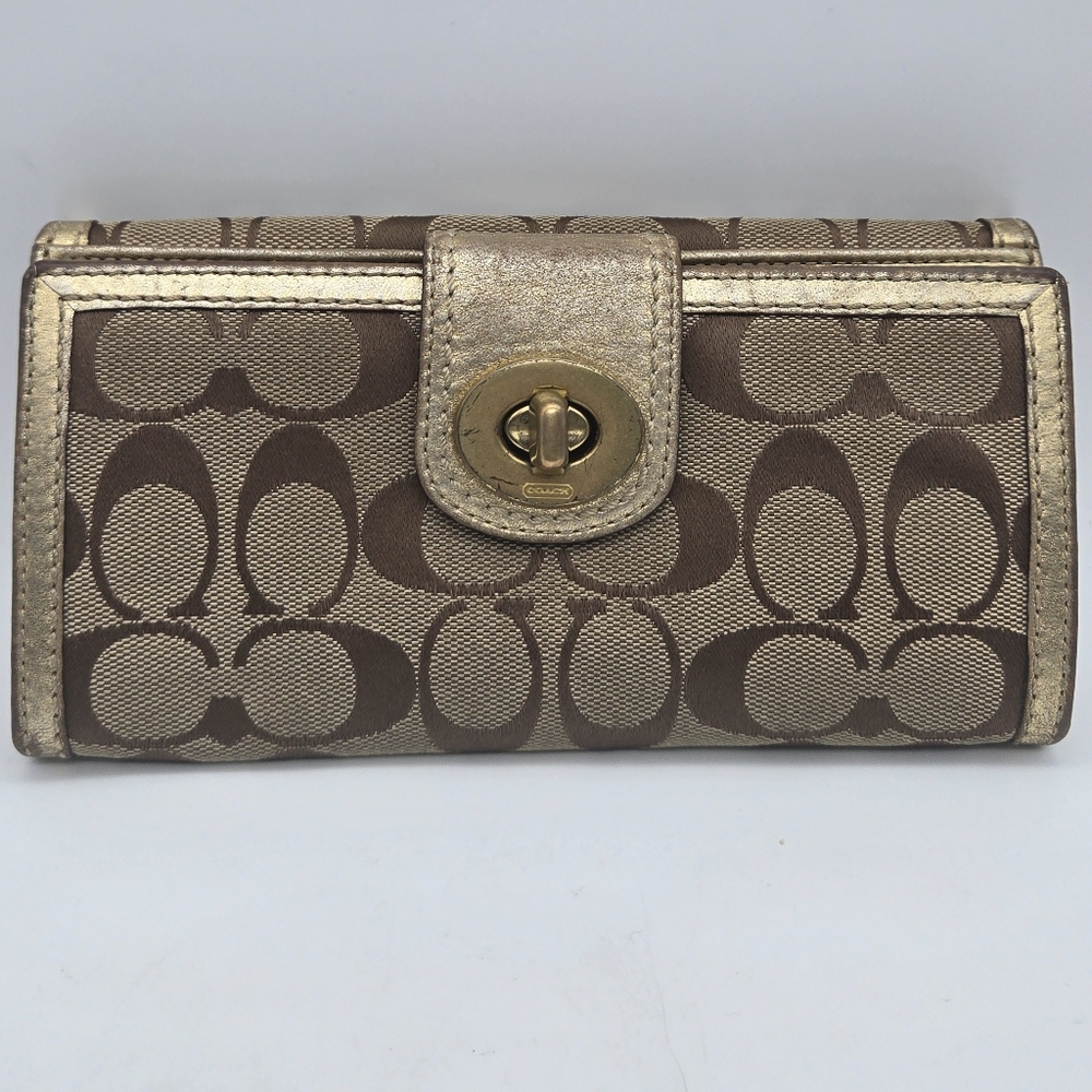 Coach Turnlock Gold Signature C Wallet
